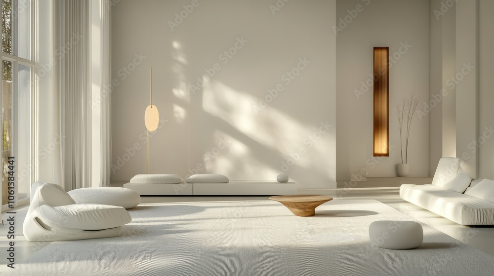 Minimalist Zen-Inspired Living Room with Natural Sunlight Minimalist Zen-Inspired Living Room with Natural Sunlight