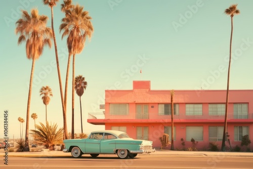 California travel architecture building vehicle.