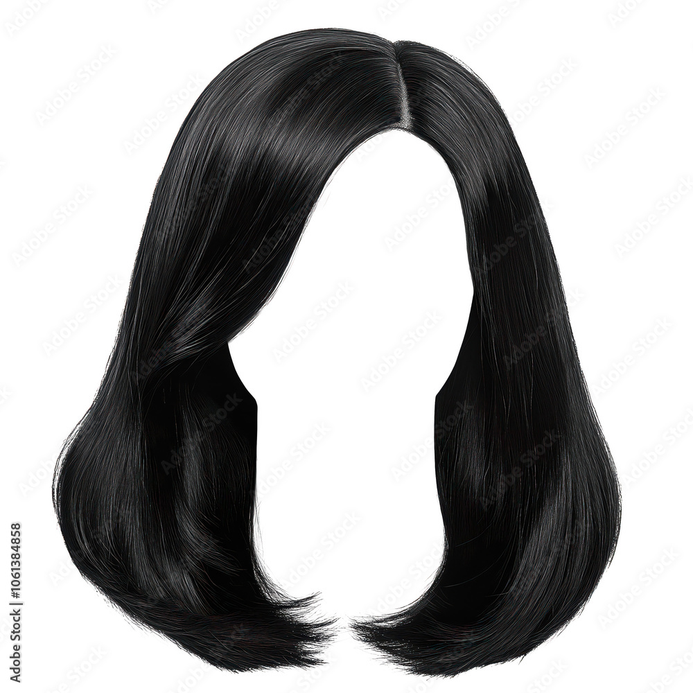 Black long hair isolated on transparent background.. Black long hair isolated on transparent background..
