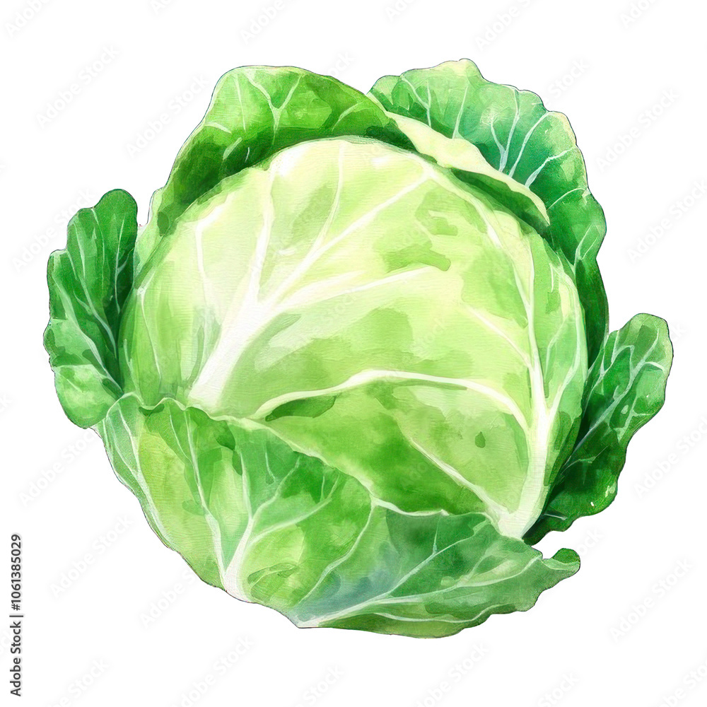 Collection of PNG. Watercolor painting of A Green Cabbage, isolated on a transparency background. Collection of PNG. Watercolor painting of A Green Cabbage, isolated on a transparency background.