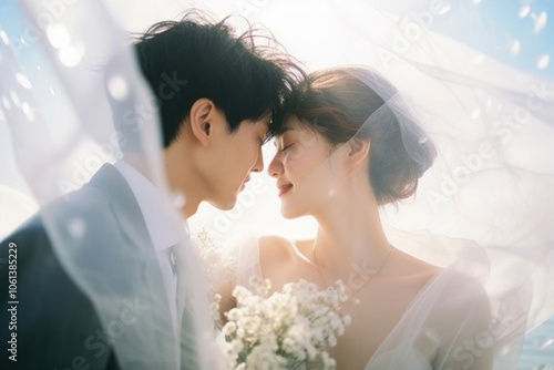 Couple japanese wedding photography portrait fashion.