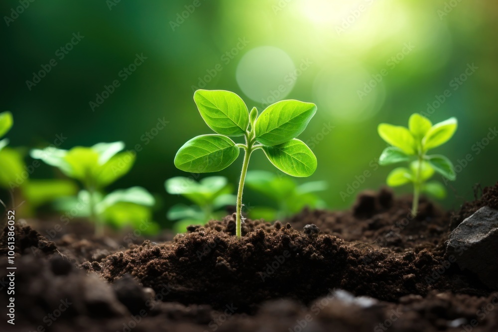 Naklejka premium Growing plant outdoors nature green.