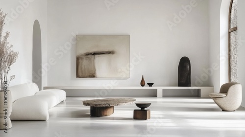Wallpaper Mural Minimalist Zen-Inspired Living Room with Natural Decor Torontodigital.ca