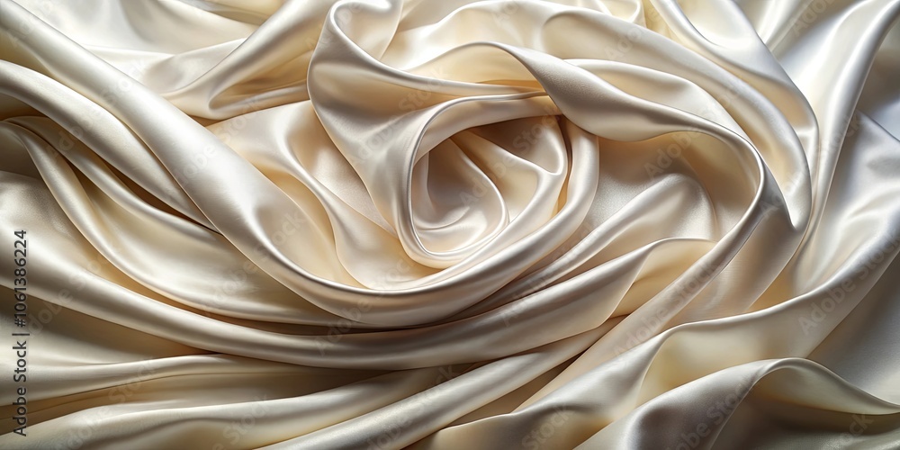 A Textured Abstract of Draped Cream Satin, Presenting a Playful Display of Soft Curves and Gentle Light Reflections A Textured Abstract of Draped Cream Satin, Presenting a Playful Display of Soft Curves and Gentle Light Reflections