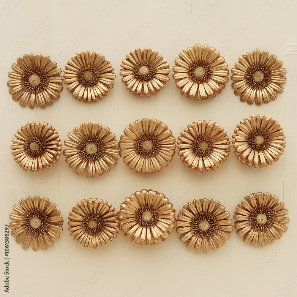 golden flowers on neutral background golden flowers on neutral background