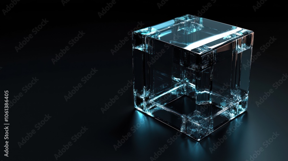 Glass Cube in Dark Setting Glass Cube in Dark Setting