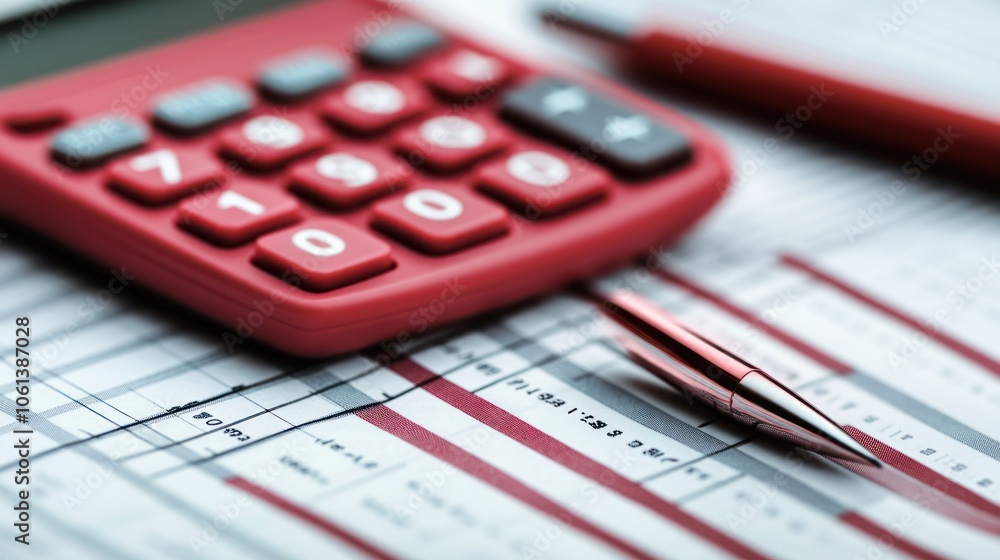 Calculator, pen, and chart Calculator, pen, and chart
