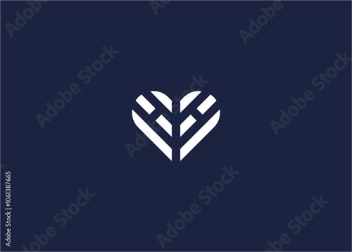 letter hh with love logo icon design vector design template inspiration