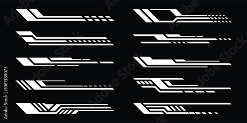 Wrap design for car vectors. Sports stripes, car stickers. Racing decals for tuning. Vector illustration