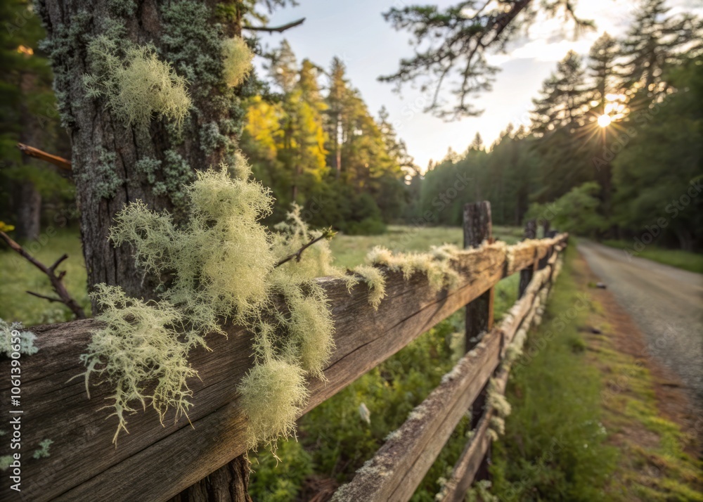 Softly Lit Delicate Clusters of Evernia Prunastri Lichen Growing on a Tree Branch in Nature's Light Softly Lit Delicate Clusters of Evernia Prunastri Lichen Growing on a Tree Branch in Nature's Light