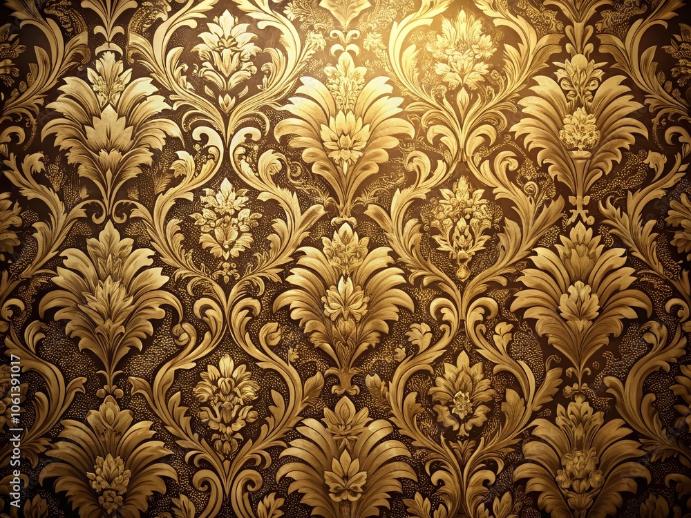 Elegant Long Exposure of Ornate Gold and Brown Damask Vintage Wallpaper Pattern - Luxurious Interior Design Elements for Home Decor and Wallpaper Inspiration Elegant Long Exposure of Ornate Gold and Brown Damask Vintage Wallpaper Pattern - Luxurious Interior Design Elements for Home Decor and Wallpaper Inspiration