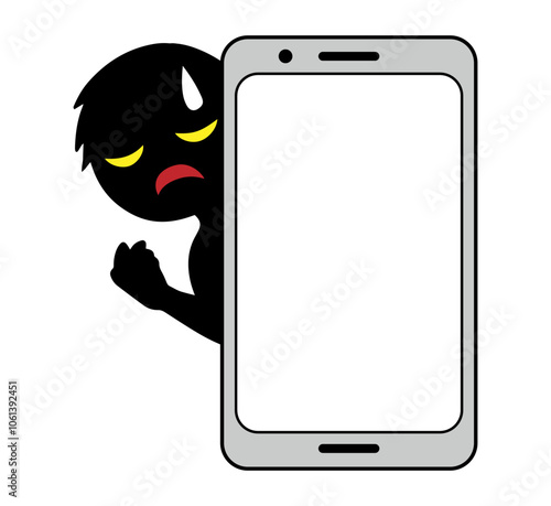 悪人イメージの人物とスマホの素材