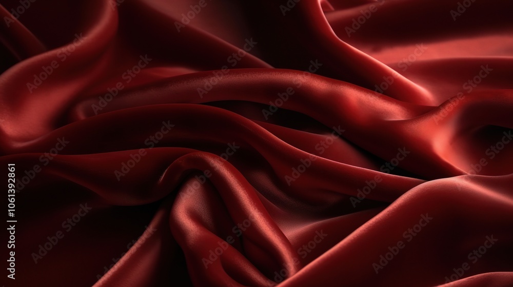 Smooth Red Velvet Fabric with Soft Folds and Texture Smooth Red Velvet Fabric with Soft Folds and Texture