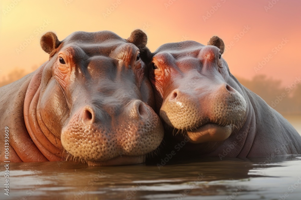 Hippoes cuddling wildlife animal mammal. Hippoes cuddling wildlife animal mammal.