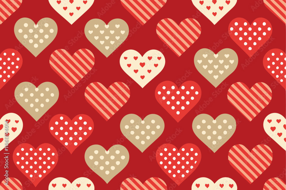 Romantic Red Valentine's Day Seamless Heart Pattern Vector Romantic Red Valentine's Day Seamless Heart Pattern Vector