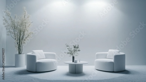 Wallpaper Mural Minimalist Living Room with White Furniture and Decor Torontodigital.ca