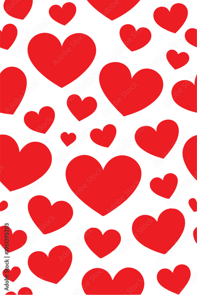 Romantic Red Valentine's Day Seamless Heart Pattern Vector Romantic Red Valentine's Day Seamless Heart Pattern Vector