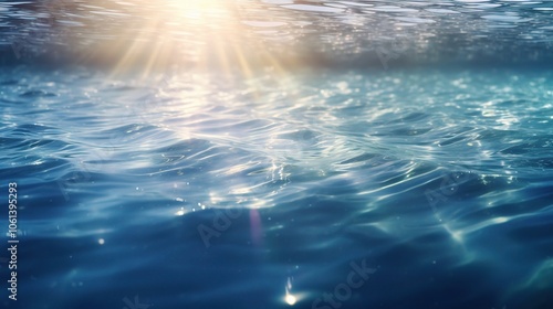 Soft Blue Water with Light Bokeh Effects