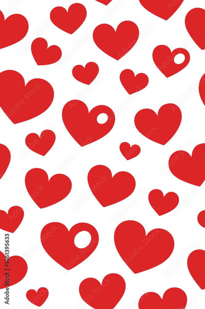 Romantic Red Valentine's Day Seamless Heart Pattern Vector Romantic Red Valentine's Day Seamless Heart Pattern Vector
