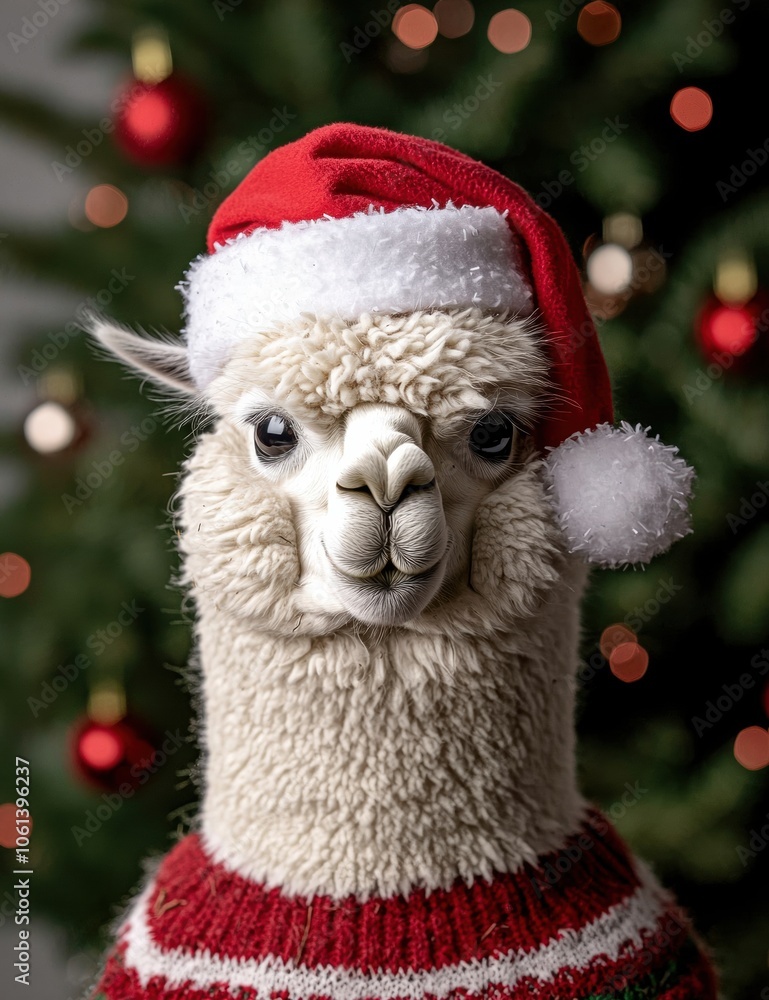 cute christmas llama wearing santa hat cute christmas llama wearing santa hat