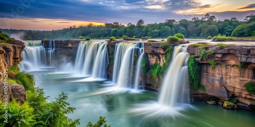 Long Exposure Chitrakote Waterfalls in Chhattisgarh, India - Captivating Nature Photography, Stunning Scenery, Serene Landscapes, Adventure Travel, Waterfall Beauty photo