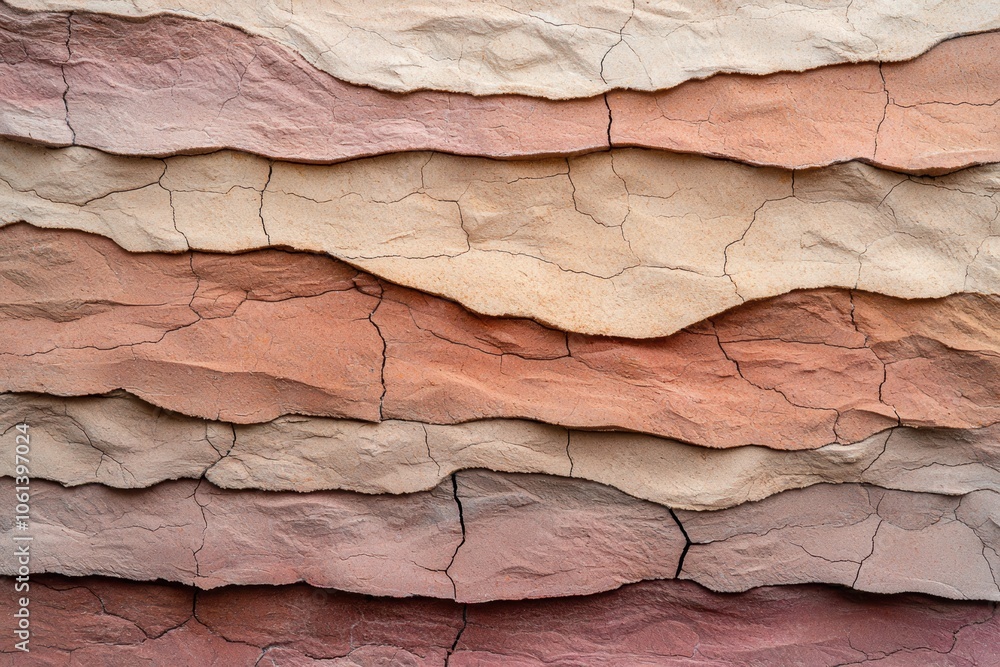 Fototapeta premium Textured rock surface with cracks and layers