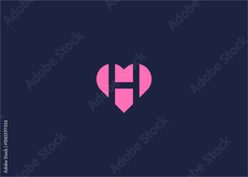 letter h with love logo icon design vector design template inspiration