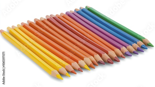 Colorful Pencils Arrange in a Row for Creative Art