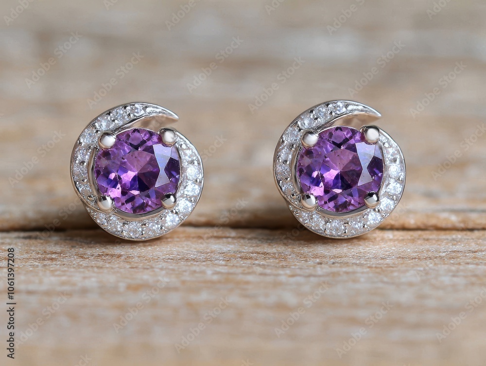 Elegant amethyst and diamond earrings Elegant amethyst and diamond earrings