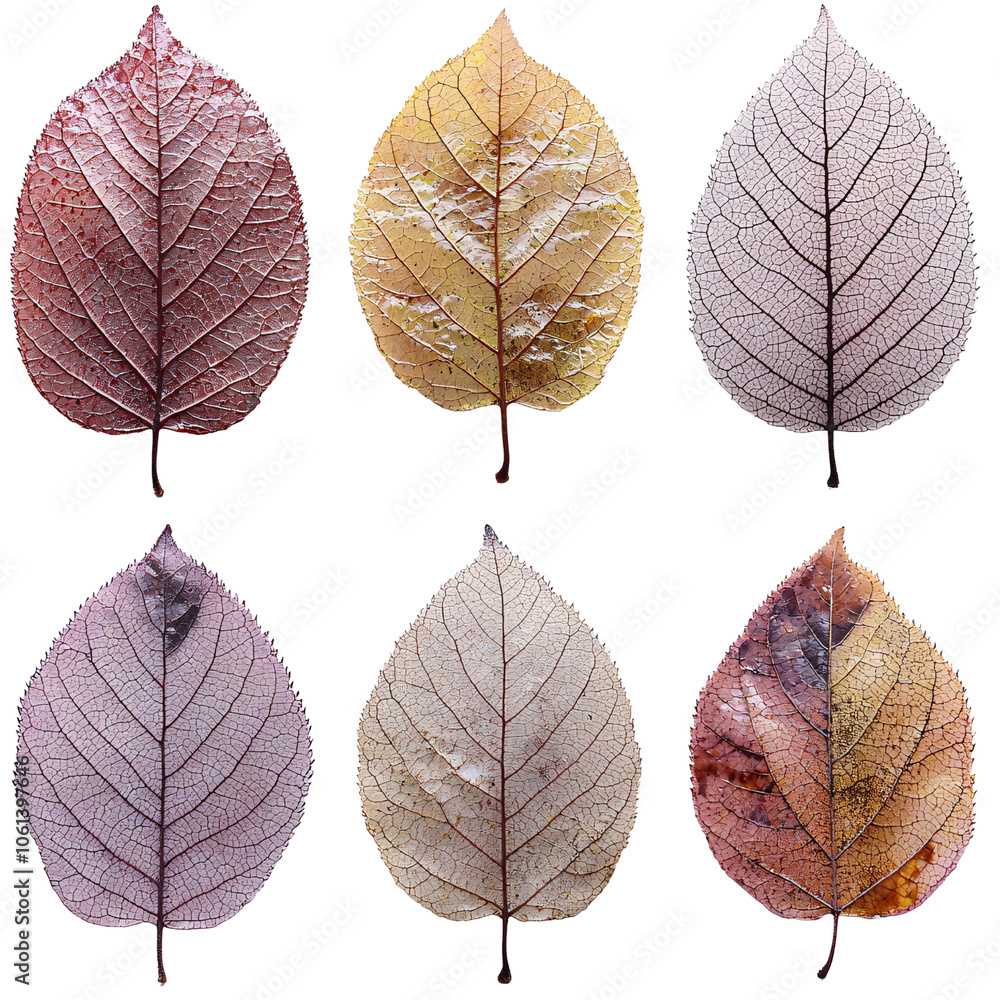Obraz premium Autumn Leaf Collection Red Yellow and Brown Isolated on Black (Transparent Background)