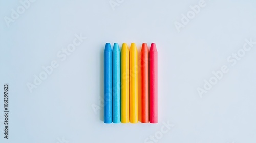 Vibrant Crayons Lined Up on a Light Background