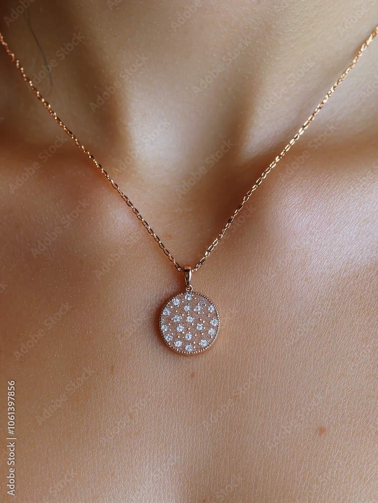 Elegant gold necklace with sparkling pendant Elegant gold necklace with sparkling pendant