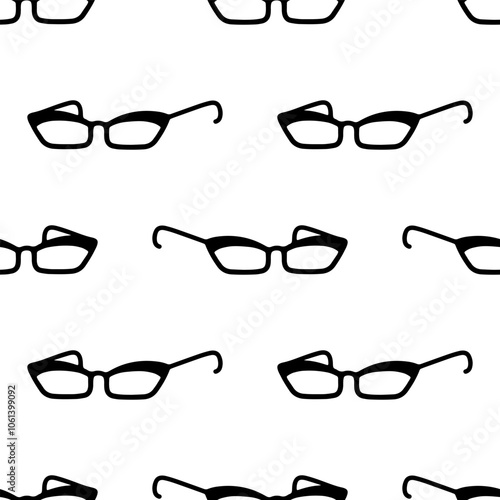 Cartoon doodle glasses seamless pattern.