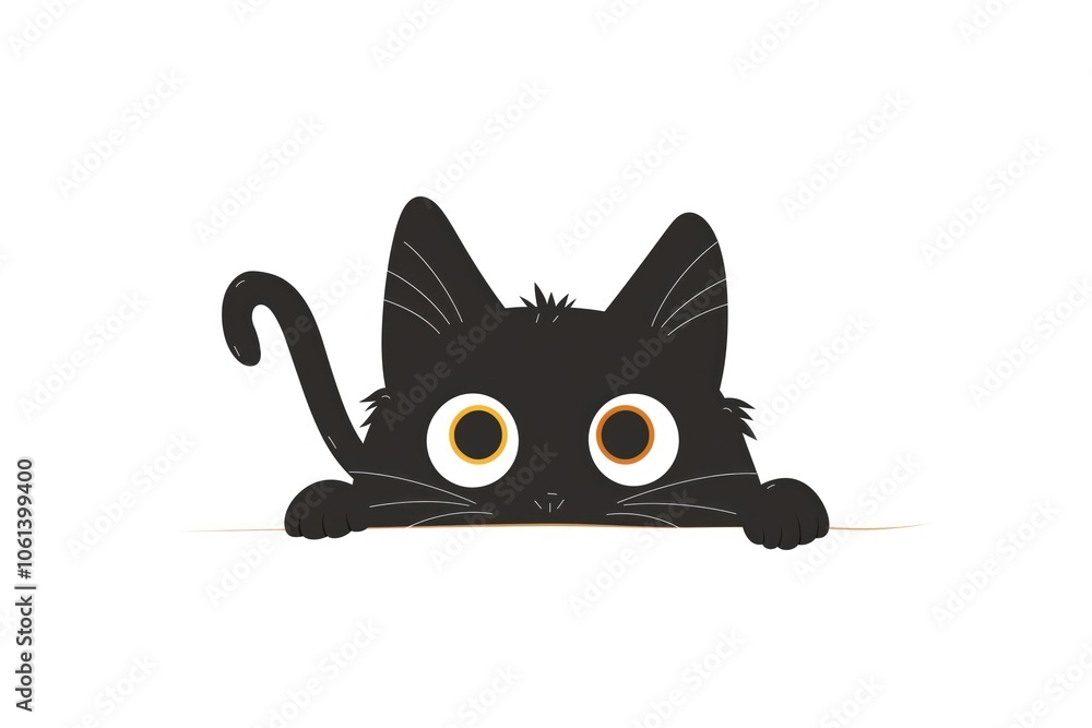 Fototapeta premium Black kitten peeking cat animal mammal.