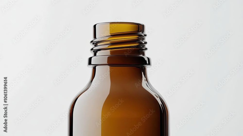 Close-up of a Brown Glass Bottle's Top with a Wide Mouth and Rounded Shape Close-up of a Brown Glass Bottle's Top with a Wide Mouth and Rounded Shape