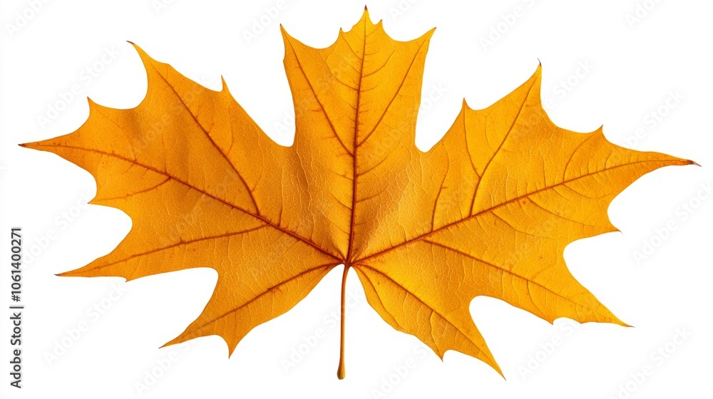 Single Golden Autumn Maple Leaf Isolated on White Background Single Golden Autumn Maple Leaf Isolated on White Background