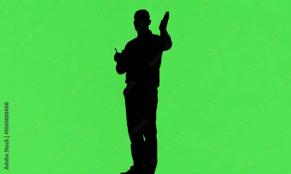 Man shilouette on green screen background. Generative AI Man shilouette on green screen background. Generative AI