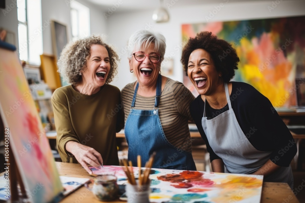 Fototapeta premium Laughing painting adult fun.
