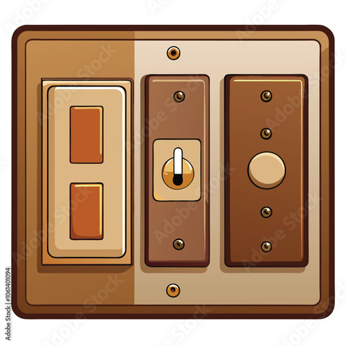 Modern, Vintage, and Bronze Light Switches Isolated on White Background for Design Inspiration.