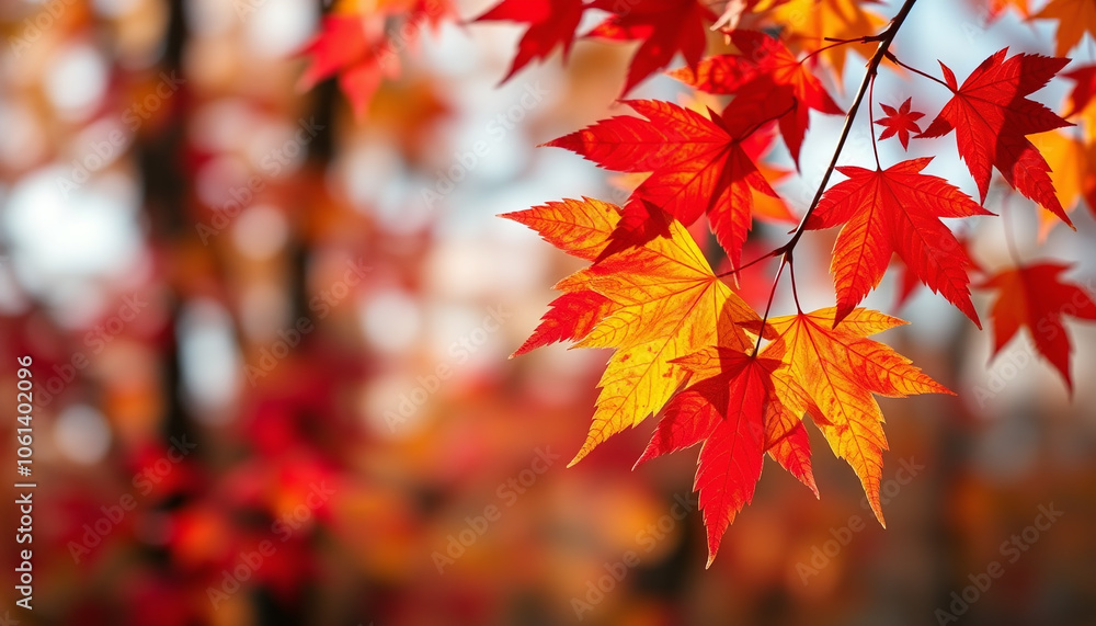 Vibrant red maple leaves paint a stunning autumnal scene, showcasing nature's colorful transformation Vibrant red maple leaves paint a stunning autumnal scene, showcasing nature's colorful transformation
