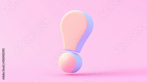 3D rendering of an exclamation mark on a pink background.