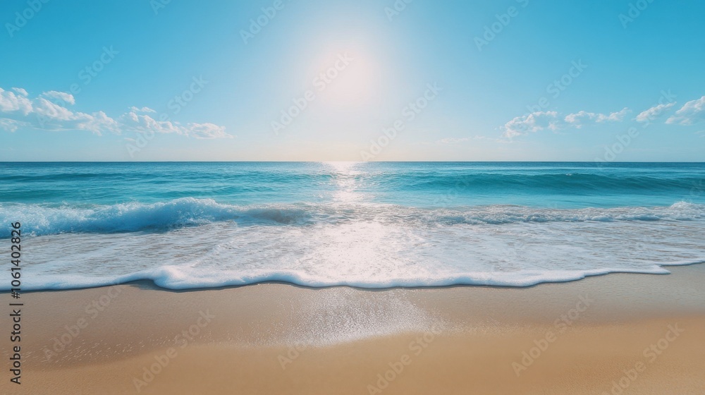 Obraz premium Picture of a beach with waves coming in, travel