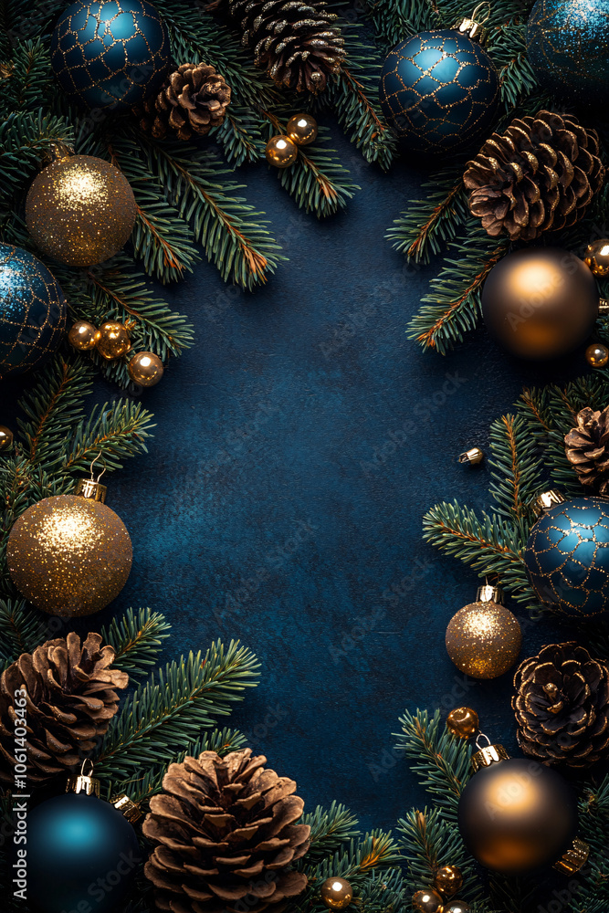 A festive arrangement of pinecones and baubles on a dark wooden background, perfect for Christmas-themed designs, invitations, and holiday marketing. A festive arrangement of pinecones and baubles on a dark wooden background, perfect for Christmas-themed designs, invitations, and holiday marketing.