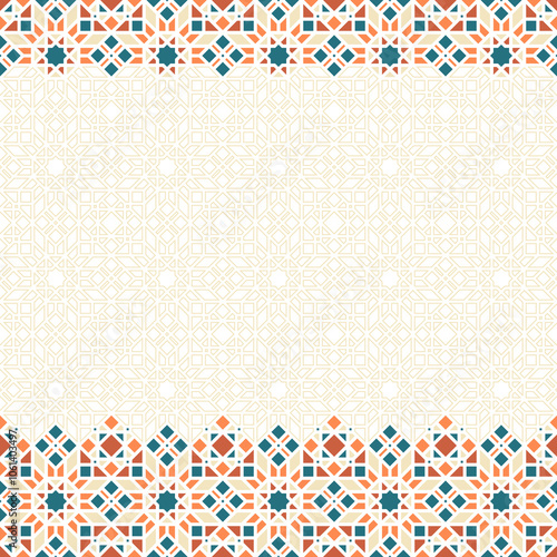 Islamic Pastel Ornament Design with Stroke Pattern