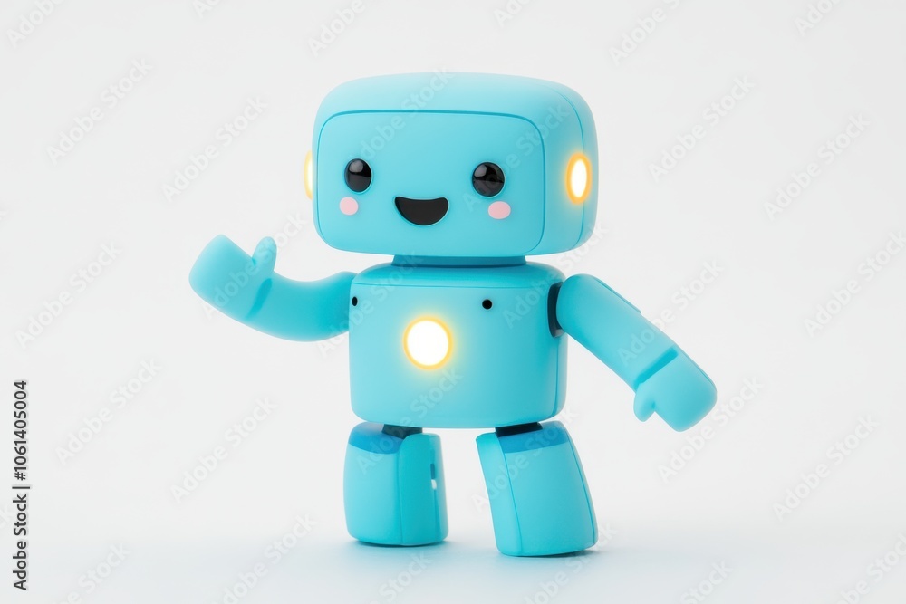 Cute Friendly Blue Robot Character Cute Friendly Blue Robot Character