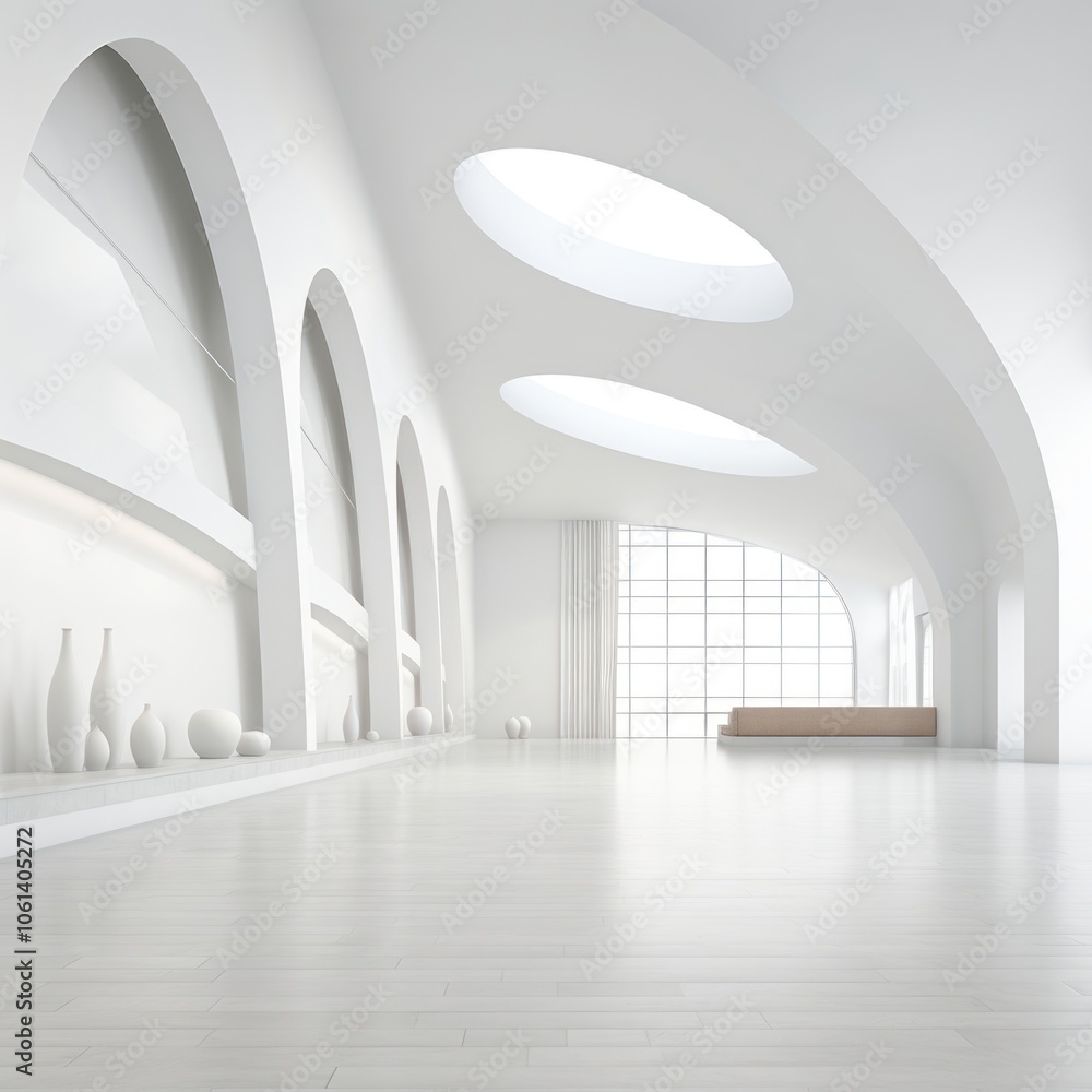 Obraz premium White modern interior architecture building flooring.