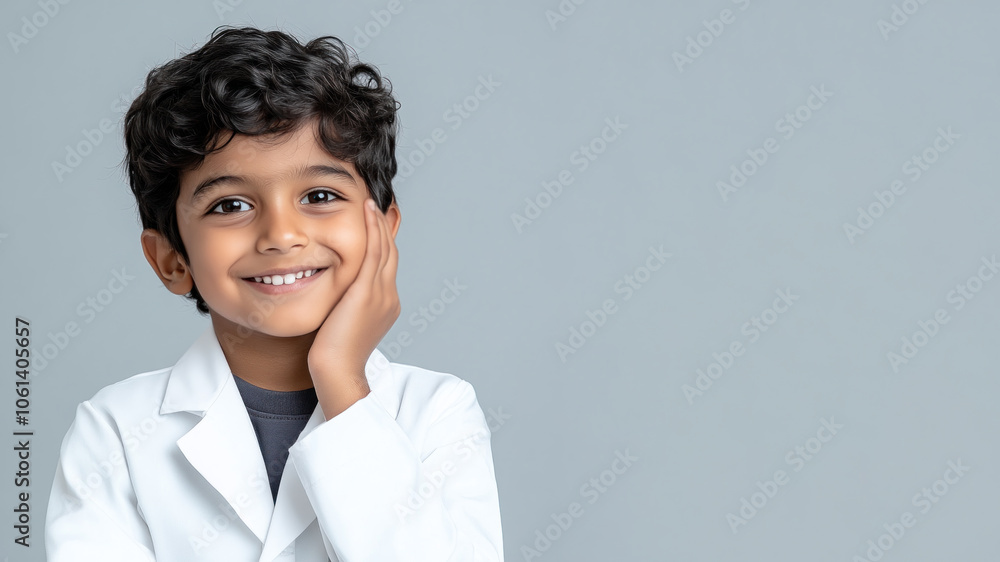 Indian little boy smiling excited wearing doctor lab coat image ideals Indian little boy smiling excited wearing doctor lab coat image ideals