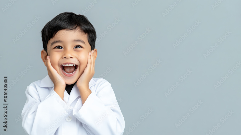 Indonesian little boy smiling excited wearing doctor lab coat image ideals Indonesian little boy smiling excited wearing doctor lab coat image ideals