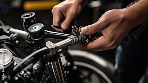 Person's Hand Adjusting a Motorcycle's Handlebar