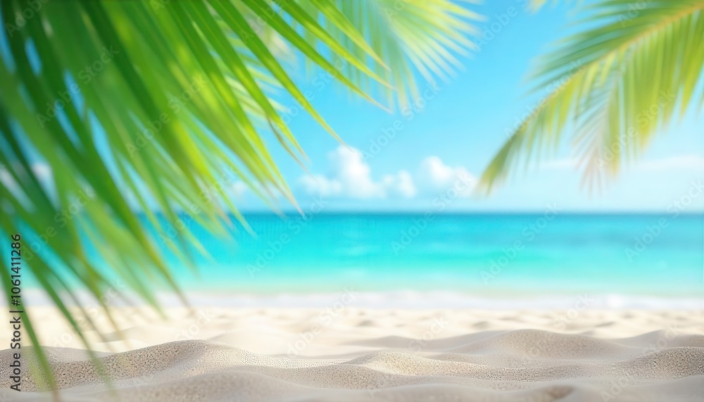 Clear blue sky over a tropical beach with turquoise waters Clear blue sky over a tropical beach with turquoise waters